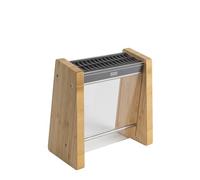 Kuhn Rikon Bloc à couteaux vide en bambou glacé fabriqué à partir de bambou durable avec façade en plexiglas transparent. Insert flexible pour différentes tailles de lame, accès facile et amovible