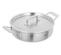KUHN RIKON Culinary Fiveply Poêle de service 28 cm, 4,5 l, en acier inoxydable, 5 couches, compatible avec induction, four, bonne répartition de la chaleur, avec couvercle