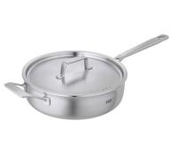 Kuhn Rikon Culinary Sauteuse à cinq couches en acier inoxydable et aluminium sans revêtement Passe au four et au lave-vaisselle avec poignées et couvercle Passe au four et au lave-vaisselle Compatible