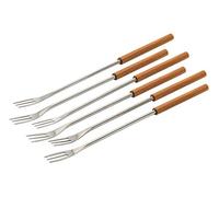 KUHN RIKON Lot de 6 fourchettes à fondue à fromage en bois de cerisier - Couleur : argenté/bois