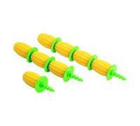 KUHN RIKON Lot de 8 Porte Ensemble de Supports de maïs Jaune/Vert, Plastique, 1,5 x 2 x 17,5 cm