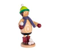Kuhnert Figurine de tournage / bonhomme décoratif en bois - Mäxchen avec boule de neige - Hauteur : environ 12 cm - Fabriqué en Allemagne