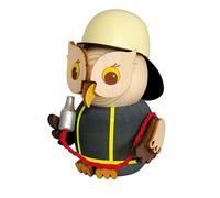Kuhnert Figurine en bois décorative, mini hibou pompier, env. 7 cm, fabriqué en Allemagne