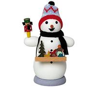 Kuhnert Figurine d'encens en bois - Bonhomme de neige en tant que marchand de marché de Noël - Environ 13 cm - Fabriqué en Allemagne
