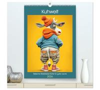 Kuhwelt. Stylische Streetwear-Kühe für gute Laune (hochwertiger Premium Wandkalender 2026 DIN A2 hoch), Kunstdruck in Hochglanz: Witzige und charakterstarke Stadtkühe, die ein Lächeln garantieren.