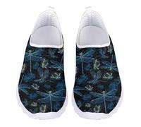 Kuiaobaty Baskets de course à pied pour femme - Mocassins plats - Motif chiens - Chaussures de marche confortables - Pour le travail et le travail, Libellule étoilée, 41.5 EU