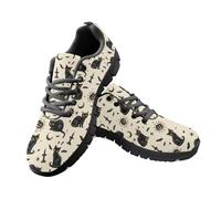 Kuiaobaty Chaussures de course décontractées pour femme et homme, texture animale, imprimé champignons en maille respirante, baskets de sport antidérapantes, Chats noirs d'Halloween, 44.5 EU