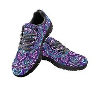 Kuiaobaty Chaussures de sport légères, pattes de chien, rayures tribales, têtes de mort, entraînement de travail confortable, coupe basse, Mandala Flowers Purple, 43 EU