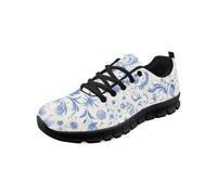 Kuiaobaty Chaussures de sport légères pour femme, chaussures de travail pour infirmière, animaux, fleurs, motif camouflage, baskets pour la danse pour femme, Toile française florale bleue, 40.5 EU