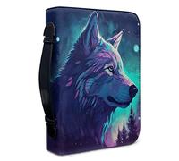 Kuiaobaty Couverture de livre à imprimé aquarelle loup pour livre, ordinateur portable, étui de transport pour livres jusqu'à 30,5 x 22,9 x 6,1 cm