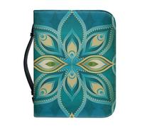 Kuiaobaty Couverture de protection de livre Bible imprimé queue de paon, bleu sarcelle, organiseur de rangement pour la Bible, en cuir synthétique pour les amateurs de livres