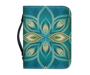 Kuiaobaty Couverture de protection de livre Bible imprimé queue de paon, bleu sarcelle, organiseur de rangement pour la Bible, en cuir synthétique pour les amateurs de livres