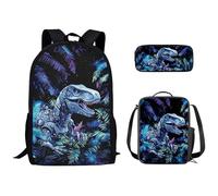 Kuiaobaty Ensemble cartable 3 en 1 pour filles et garçons avec sac à déjeuner et trousse à crayons pour collège, Dinosaure robotique