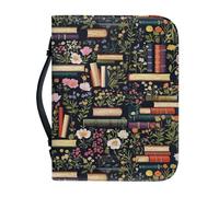 Kuiaobaty Étui de protection en cuir à imprimé floral avec poignée, pour rat de livre, cadeau roman, sac de transport avec marque-page, L