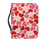 Kuiaobaty Étui de transport en cuir souple avec emplacements intérieurs pour téléphone et stylo Motif cœurs Rose