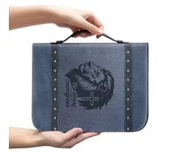 Kuiaobaty Étui en cuir synthétique avec poche intérieure pour stylo et poignée de protection de la Bible Motif croix de lion