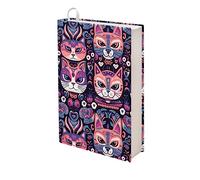 Kuiaobaty Folk Art Couvertures de livre en tissu avec motif chats floraux et crânes en sucre