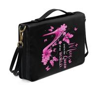 Kuiaobaty Grande housse de bible rose à talons hauts avec poignée, motif papillon floral pour la fête des mères, sac d'église, sac de transport de la Bible