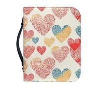Kuiaobaty Housse de bible avec poignée pour femme - Motif cœurs - 22,9 x 15,2 cm - En cuir synthétique - Taille L