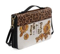 Kuiaobaty Housse de bible avec poignées pour femme, grand sac de transport avec bandoulière imprimé citation de Dieu, accessoire de livre, taille L