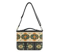 Kuiaobaty Housse de bible en forme de tortue de mer, sac à fermeture éclair avec emplacements pour stylos, imprimé ethnique rhombique, étui de transport portable pour femme