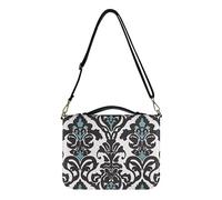 Kuiaobaty Housse de bible rétro en forme de fleur en spirale avec fermeture éclair et emplacements pour stylos, motif floral ethnique damassé pour femme