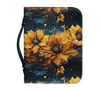 Kuiaobaty Housse de bible rétro en similicuir avec poignée, motif tournesols vintage pour bible de taille standard