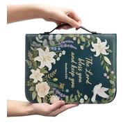 Kuiaobaty Housse de livre avec citation du Seigneur - Couverture de livre avec marque-page - Motif fleurs de colombe - En cuir - Avec poignée - Pour femme, chiffres 6, XL