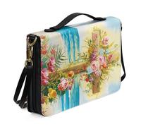 Kuiaobaty Housse de livre Bible papillon avec bandoulière, sac d'église Bible tortue en PU cuir pour journal d'église, M-[9.2x6.3in=23.4x16.0cm]