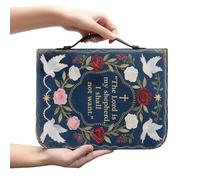 Kuiaobaty Housse de livre de la Bible avec citations de la Bible pour femme, sac d'église vintage avec poignée, motif colombe et roses, dicton dieu, taille M