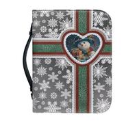 Kuiaobaty Housse de livre vintage avec imprimé de Noël pour femme, bonhomme de neige, flocon de neige, livres, cadeaux de Noël, 17,8 x 25,4 x 5,1 cm, XL