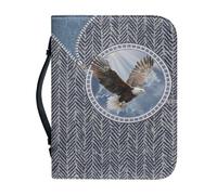 Kuiaobaty Housse de protection de la Bible en cuir imprimé aigle pour femme - Avec poignée imprimée - 25,4 x 17,8 x 4,9 cm - Bleu ardoise - 2XL