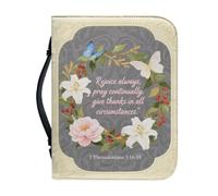 Kuiaobaty Lord Citations Étui de protection en cuir avec poignée, Dieu dit floral, papillon, sac porte-bible, cadeau chrétien, sac d'église, jaune, M