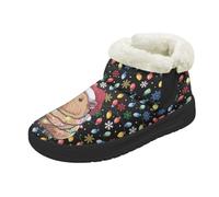 Kuiaobaty Pantoufles de Noël chaudes doublées en fausse fourrure pour femme - Chaussons d'hiver en mousse à mémoire de forme - Bottes d'hiver d'intérieur et d'extérieur, Lumières de Noël Capybara
