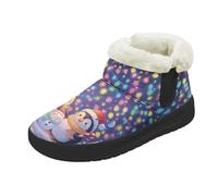 Kuiaobaty Pantoufles de Noël chaudes doublées en fausse fourrure pour femme - Chaussons d'hiver en mousse à mémoire de forme - Bottes d'hiver d'intérieur et d'extérieur, Lumières de Noël pingouins, 42