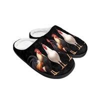 Kuiaobaty Pantoufles en feutre doux à enfiler pour femme - Motif animal de dessin animé - Pour l'intérieur et l'extérieur, Poules, 37/38 EU