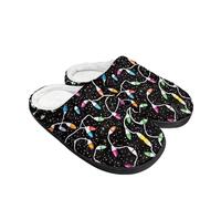 Kuiaobaty Pantoufles pelucheuses en mousse à mémoire de forme de mort pour femme - Pour Halloween, Noël, vacances, hiver, intérieur et extérieur, Lumières de Noël., 47/48 EU