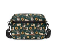 Kuiaobaty Petit sac à bandoulière pour femme, petit sac à bandoulière à motif floral de campagne pour femme, vacances, voyage, Livres de hibou sage, Taille Unique