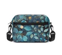 Kuiaobaty Petit sac à bandoulière pour femme, petit sac à bandoulière à motif floral de campagne pour femme, vacances, voyage, Branche de feuilles bleu marine, Taille Unique