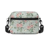 Kuiaobaty Petit sac à bandoulière pour femme, petit sac à bandoulière à motif floral de campagne pour femme, vacances, voyage, Aquarelle Rose Rose, Taille Unique