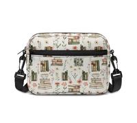 Kuiaobaty Petit sac à bandoulière pour femme, petit sac à bandoulière à motif floral de campagne pour femme, vacances, voyage, Livres Floral White, Taille Unique