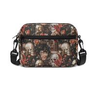 Kuiaobaty Petit sac à bandoulière pour femme, petit sac à bandoulière à motif floral de campagne pour femme, vacances, voyage, Crâne Antique Book, Taille Unique
