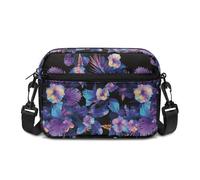 Kuiaobaty Petit sac à bandoulière pour femme, petit sac à bandoulière à motif floral de campagne pour femme, vacances, voyage, Hibiscus tropical Monstera, Taille Unique
