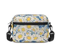 Kuiaobaty Petit sac à bandoulière pour femme, petit sac à bandoulière à motif floral de campagne pour femme, vacances, voyage, Fleurs blanches., Taille Unique