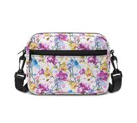 Kuiaobaty Petit sac à bandoulière pour femme, petit sac à bandoulière à motif floral de campagne pour femme, vacances, voyage, Orchidée aquarelle, Taille Unique