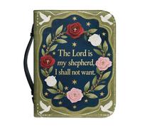 Kuiaobaty Pigeon Roses Étui de Bible avec poignée inspiré du Seigneur Saying Sac à livres en cuir Lord is My Shepherd, Couverture de la Bible pour femme, vert, XL