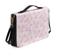 Kuiaobaty Rhombic Grand étui à livres en cuir synthétique avec fermeture éclair pour femme Motif cœur, Joli motif floral en forme de cœur, M-[9.2x6.3in=23.4x16.0cm]