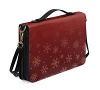 Kuiaobaty Rhombic Grand étui à livres en cuir synthétique avec fermeture éclair pour femme Motif cœur, Flocons de neige de Noël., M-[9.2x6.3in=23.4x16.0cm]