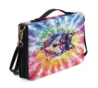 Kuiaobaty Sac de protection en similicuir avec bandoulière - Motif loup aquarelle - Imprimé tie-dye arc-en-ciel - Cadeau chrétien pour homme et femme