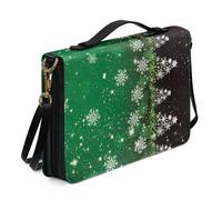 Kuiaobaty Tie-Dye Étui de transport pour livre de la Bible avec bandoulière Sac d'église de Noël en cuir PU, Flocons de neige de Noël., XL-[11.2x8.0in=28.5x20.3cm]